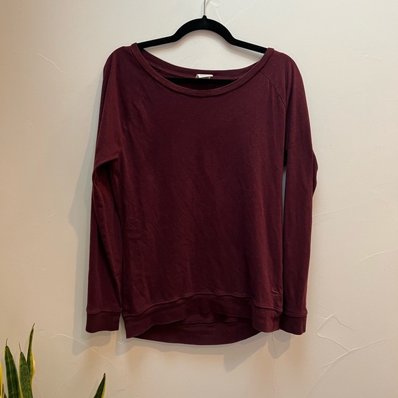 PINK by Victoria’s Secret Long Sleeve Tunic Maroon Knit Top - Picture 1 of 4